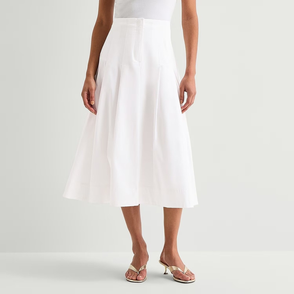 MSRP $68 Worthington Womens 20 White Midi Full Skirt